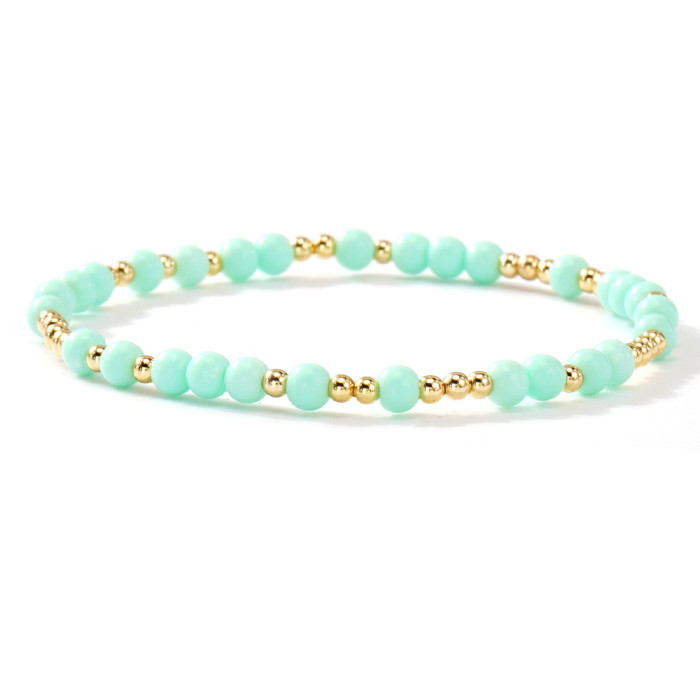 New Rainbow Color Rice Bead Bracelet for Women Gold Bead Splicing Ins Internet Celebrity Same Style Simple Elegant Be...
