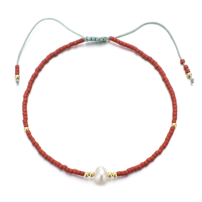 Bohemian Style Rice Bead Semi-Precious Stone Colorful Beaded Bracelet Lucky Stone Couple Bracelet Women's Small Bracelet