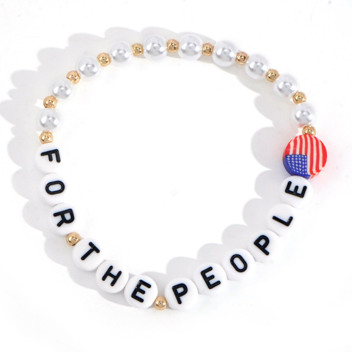 Simple English Letter Beaded Bracelet New Niche Imitation Pearl Friendship Beaded Jewelry Wholesale