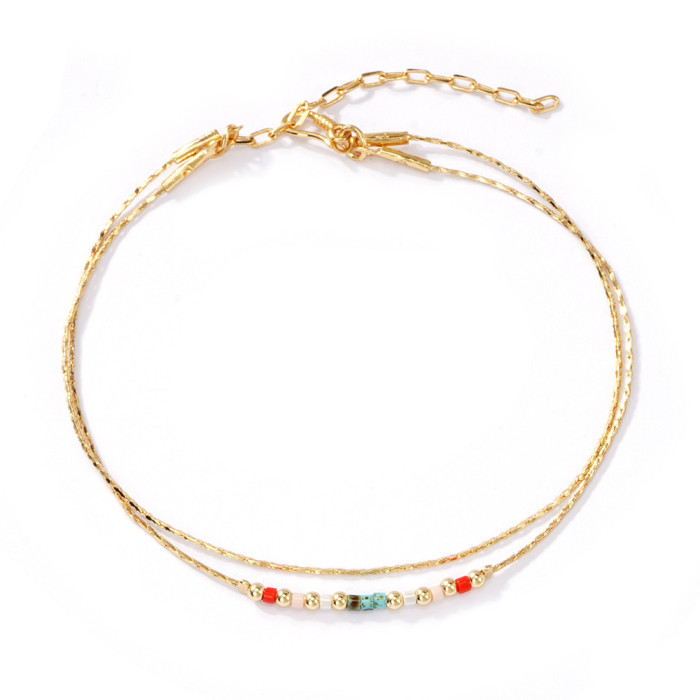 Fashion New Handmade Woven Bead Bracelet Summer Ins Style Light Luxury High-end Gold Chain Women's Factory Direct Sal...