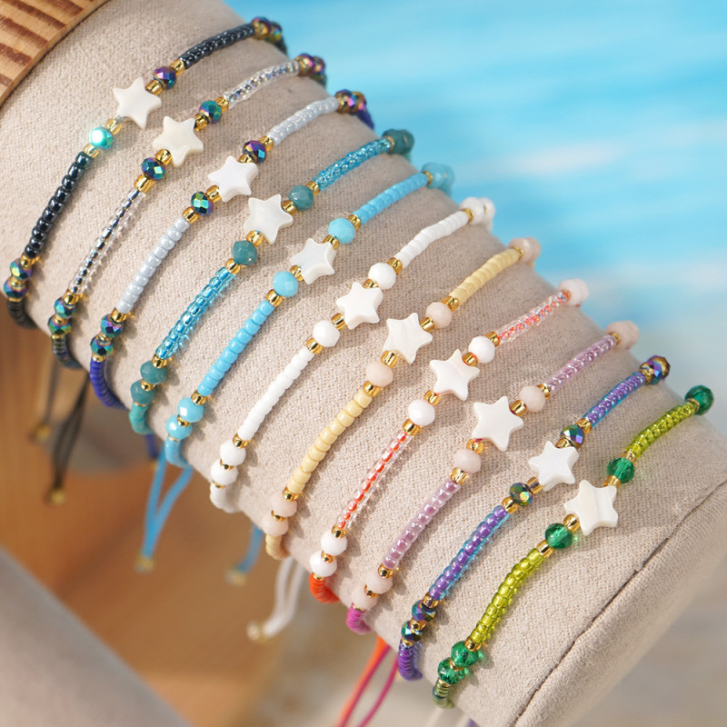 Bohemian Style Five-Pointed Star Shell Bracelet Cross-Border Hot Item Fresh High-End Exquisite Rice Bead Bracelet for Women Non-Fading