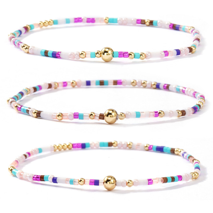 Bohemian Style Colorful Xiaomi Bead Bracelet Fashion Versatile Handmade Copper Bead Bracelet Women's Jewelry