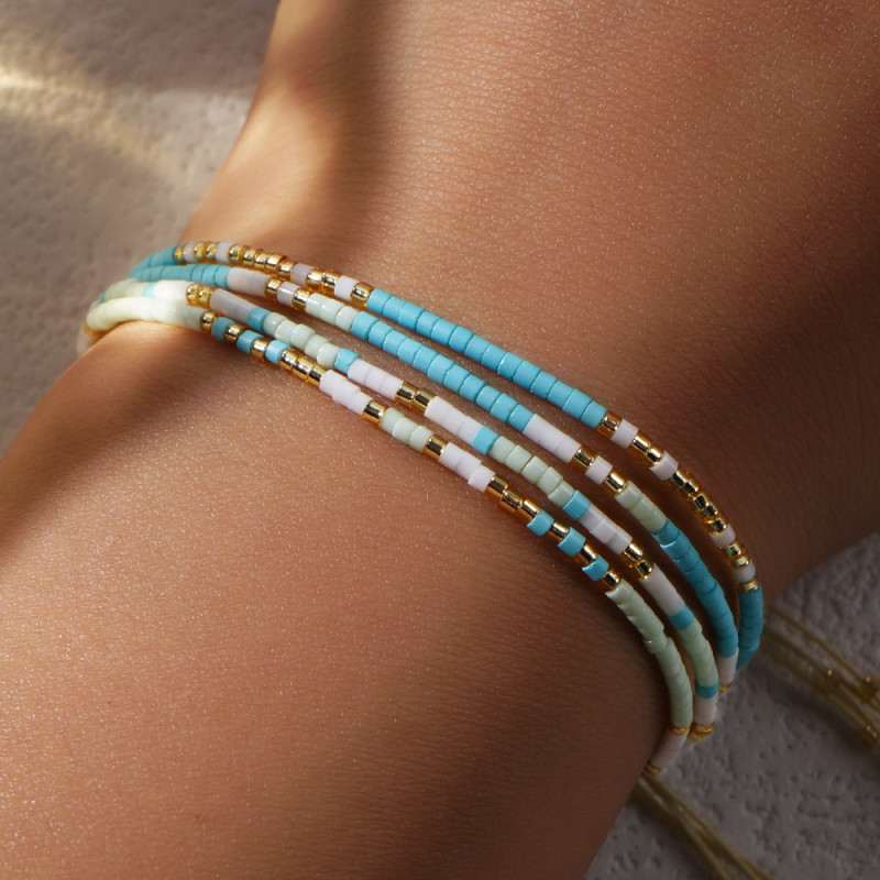 Cross-Border Hot-Selling Mixed Color Rice Bead Bracelet Summer Beach Surfing Niche Design Layered Wear Sense of Design Bracelet