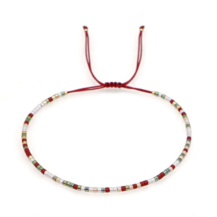 European and American Simple Fashion Rice Bead Bracelet Handmade Woven Friendship Bracelet Gold Bead Semi-Precious Stone Women's Small Bracelet