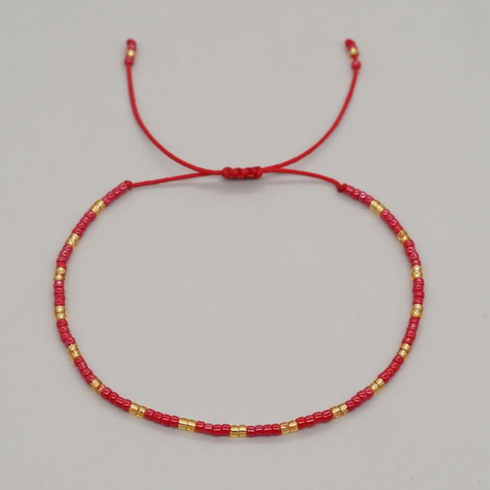 Internet Celebrity Style Bohemian Colorful Bracelet Thin Rice Bead Bracelet Ins Mixed Color Beads Couple Bracelet