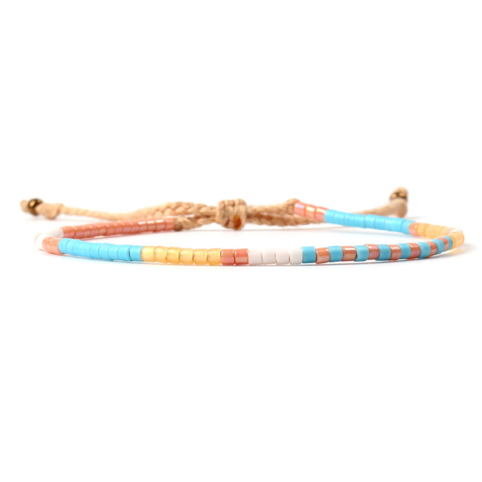 Niche Design Rainbow Rice Bead Woven Bracelet Internet Celebrity Fashion Beach Style Natural Shell Bracelet for Women