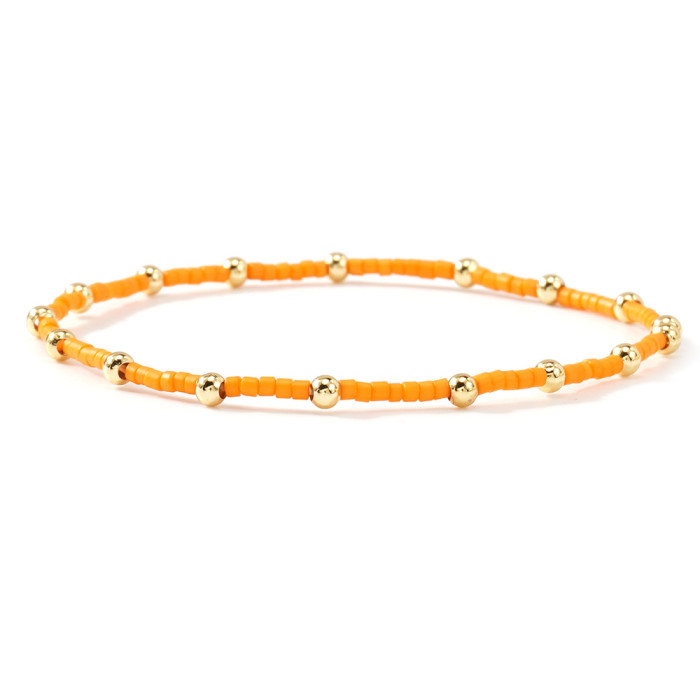 Bohemian Style Copper Beads Rainbow Color Rice Beads Handmade Beaded Fashion Versatile Women's Bracelet