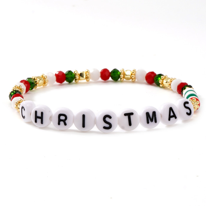 New Christmas Bracelet Rice Beads Soft Clay Multi-Layer Design Cartoon Santa Claus Bell Hand Jewelry