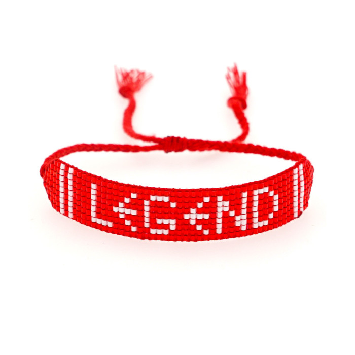 Turkish Geometric Red Heart English Letter Colorful Beads Black Cord Handmade Braided Bracelet for Women