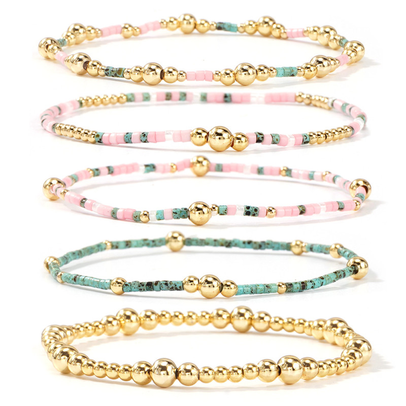 Colorful Layered Beaded Bracelet Light Luxury High-end European and American Fashion Niche Bracelet Women's Set Night Market Stall Jewelry