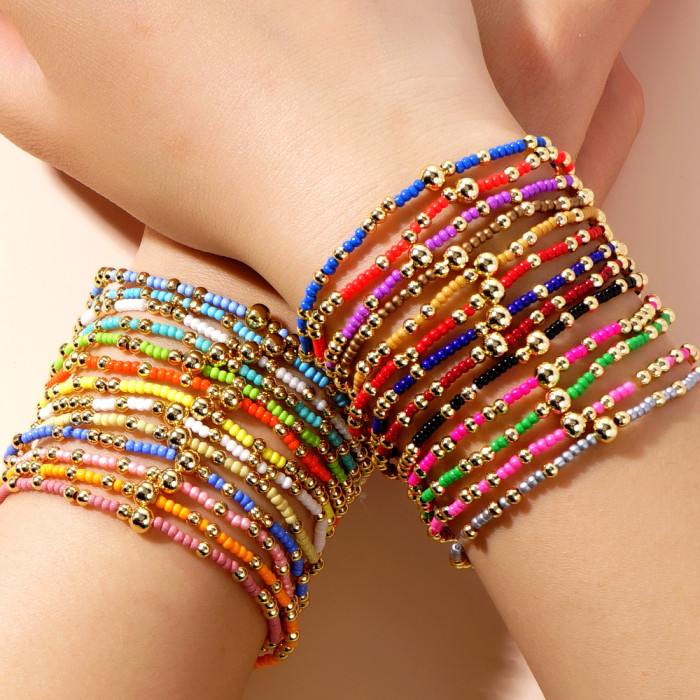 Hot-Selling Minimalist Design Bohemian Style Multi-Color Beaded Handmade Women's Beaded Bracelet