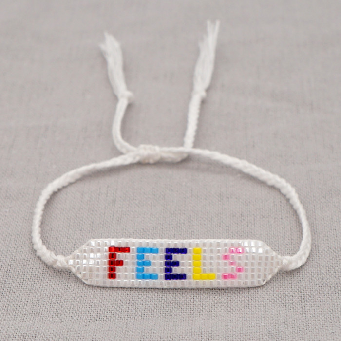 INS Heart Smiley Rainbow Miyuki Bead Bracelet Set Simple Letter Bohemian Style Bracelet
