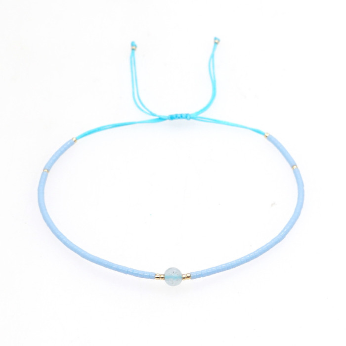 European and American Simple Fashion Rice Bead Bracelet Handmade Woven Friendship Bracelet Gold Bead Semi-Precious Stone Women's Small Bracelet