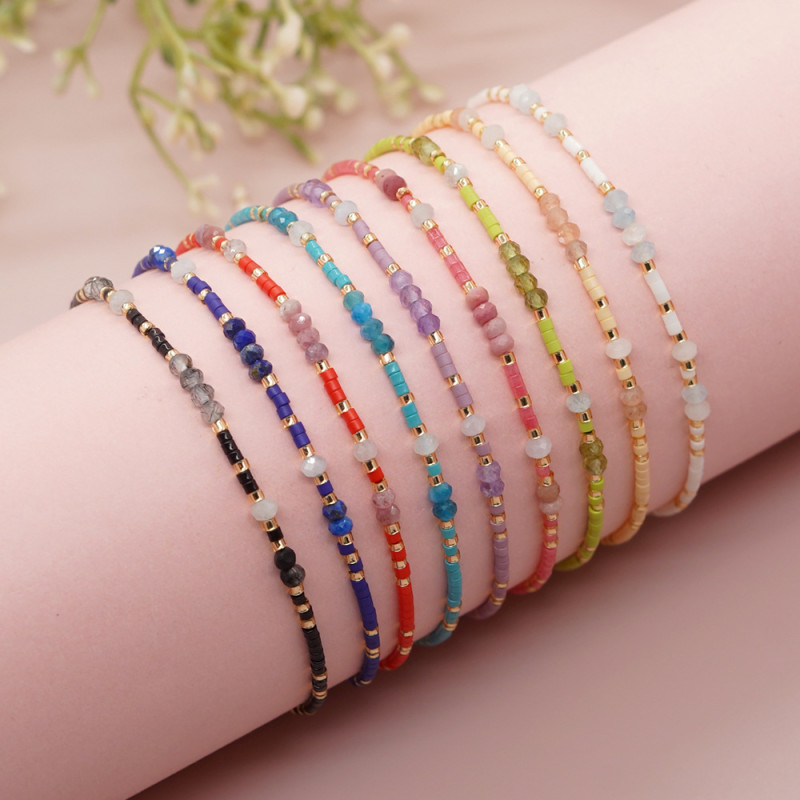 Bohemian Style Colorful Seed Bead Woven Bracelet Slim Simple Women's Summer Essential Jewelry Hot Handmade