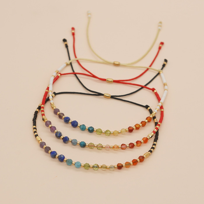 Ins Niche Design Sense Light Luxury Style Colorful Dopamine Gradient Natural Stone Bead Bracelet for Women