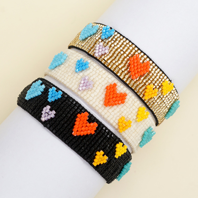 Fashion Creative 2025 New European and American Hot-Selling Miyuki Beads Colorful Smiley Face Pattern Adjustable Bracelet