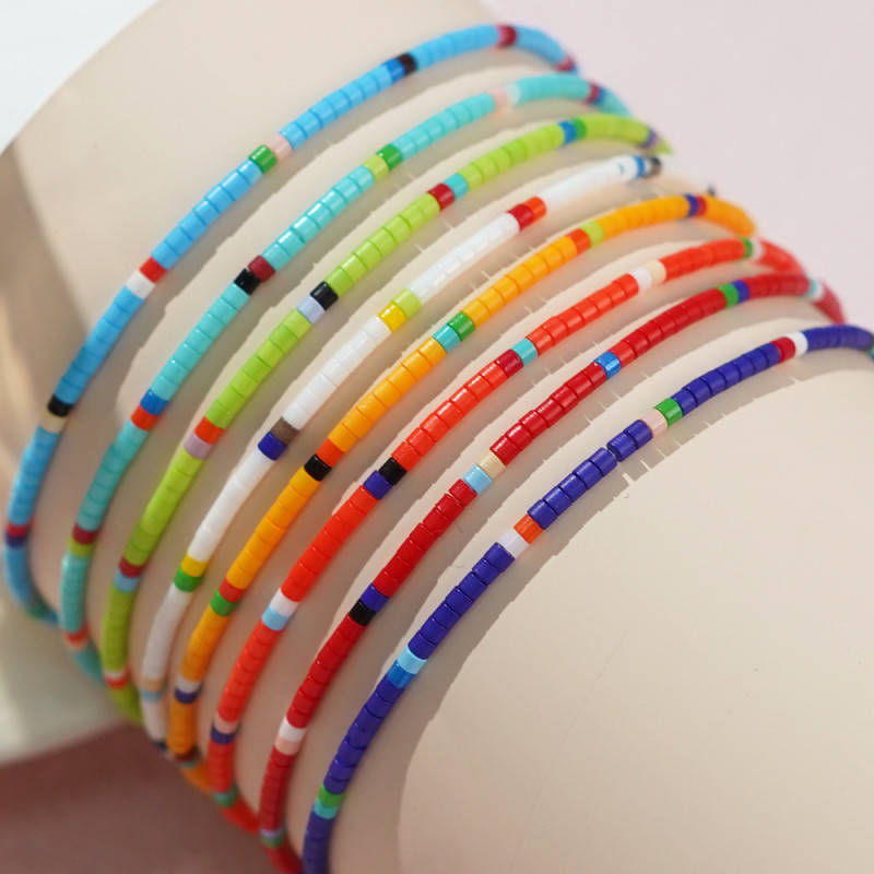 Cross-Border Bohemian Style Factory Direct Sale Fashion Beads Handmade Colorful Beaded Lucky Set Women's Small Bracelet
