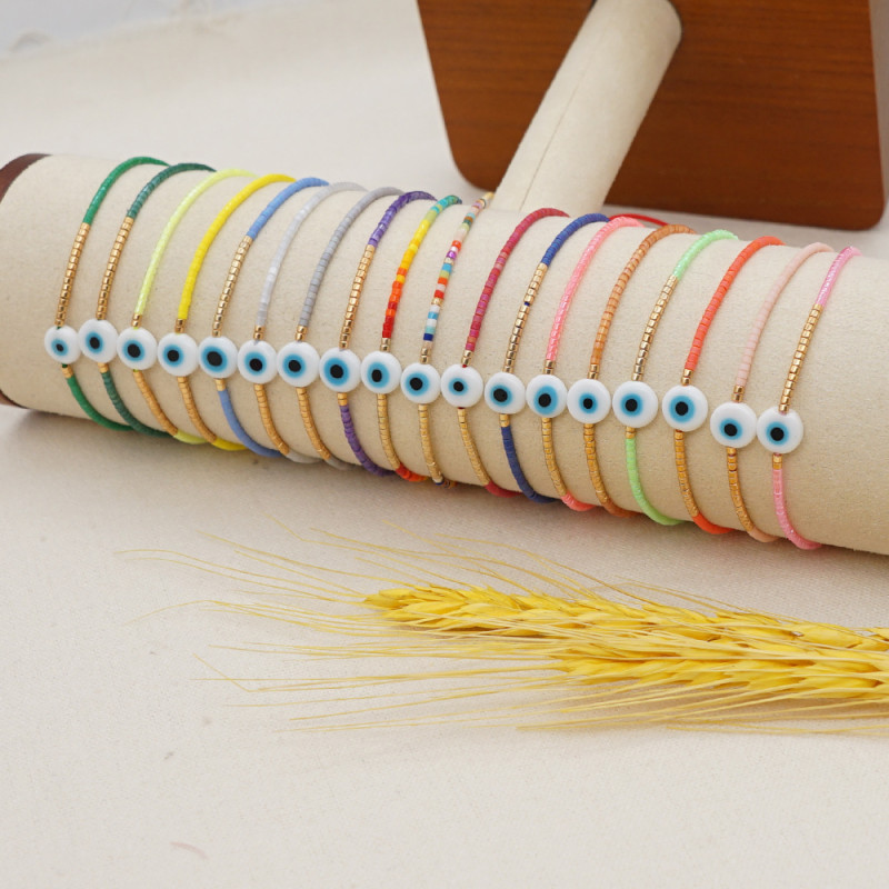 Vintage Ethnic Style Colorful Seed Bead Thin Bracelet Eye Bead Handmade Woven Small Wholesale Cross-Border Hot-Selling Hand Jewelry