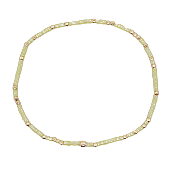 Cross-Border Hot-Selling Niche Glass Rice Bead Bracelet Simple Gold Bead Bracelet Personality Trend Solid Color Hand Jewelry for Stall Setup