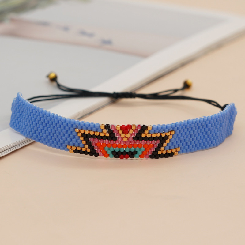 European and American Cross-Border Ethnic Style Miyuki Bracelet Religious Totem Demon Eye Hand-Woven Glass Bead Bracelet