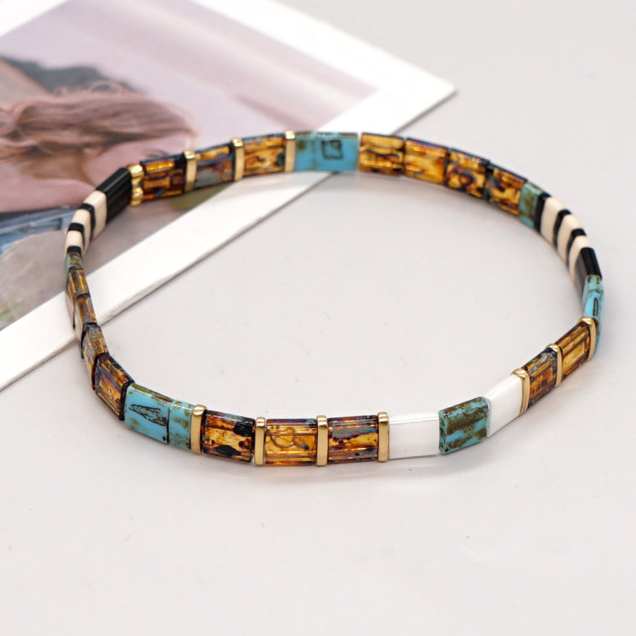 European and American New Bohemian Style Tila Colorful Rice Beads Beaded Bracelet Factory Direct Sale Women's Small Bracelet