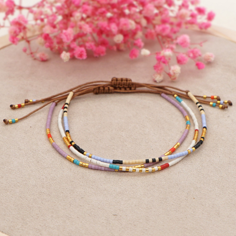 Bohemian Style Ins Niche Glass Xiaomi Bead Handmade Bracelet Woven Beaded Multi-layer Stacked Women's Bracelet