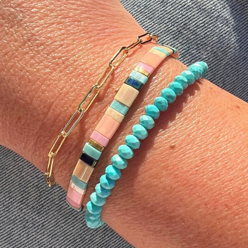 Fashion Colorful TILA Seed Bead Semi-Precious Stone Bracelet Summer Ins Style Hand Jewelry for Women Bohemian Niche Design Accessories