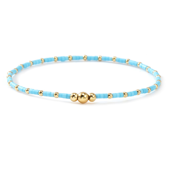 Hot-Selling Hand-Woven Rice Beads and Gold Beads Bracelet Simple Versatile 24-Piece Bracelet Set Can Be Used Individu...