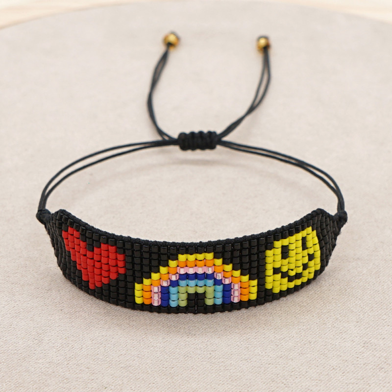 Fashion Creative 2025 New European and American Hot-Selling Miyuki Beads Colorful Evil Eye Yellow Smiley Face Pattern