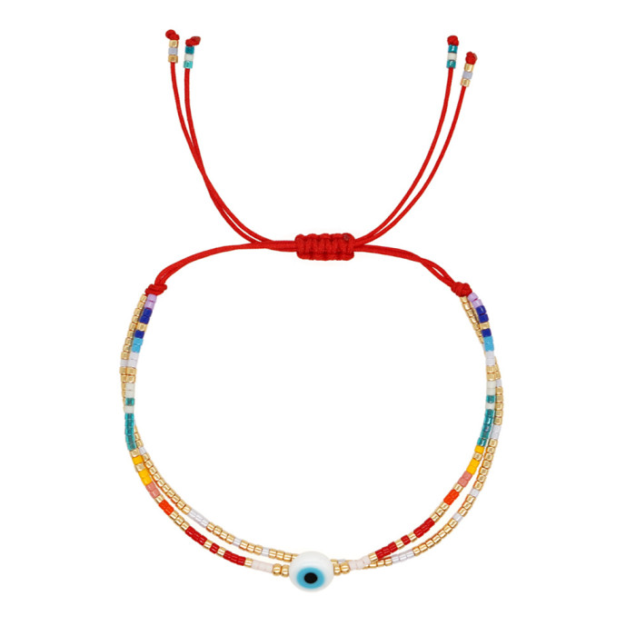 Miyuki Beads Rainbow Glass Small Bracelet for Women Niche Ethnic Style Evil Eye Bracelet Style