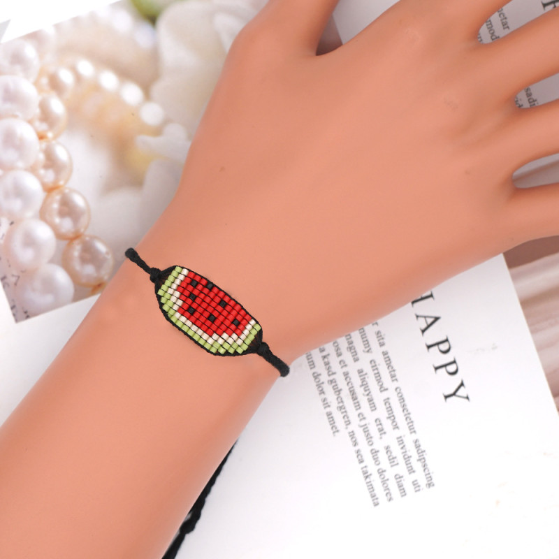 INS Hot Sale Watermelon Pattern Miyuki Bracelet 2025 New Geometric Round Eye Seed Bead Bracelet for Women