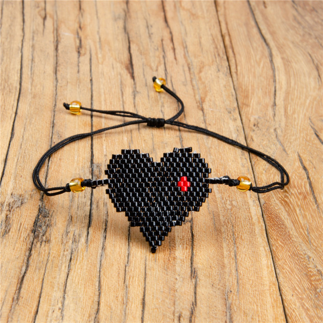 Fashion Simple Hot-Selling Bohemian Miyuki Bead Handmade Woven Heart-Shaped Bracelet