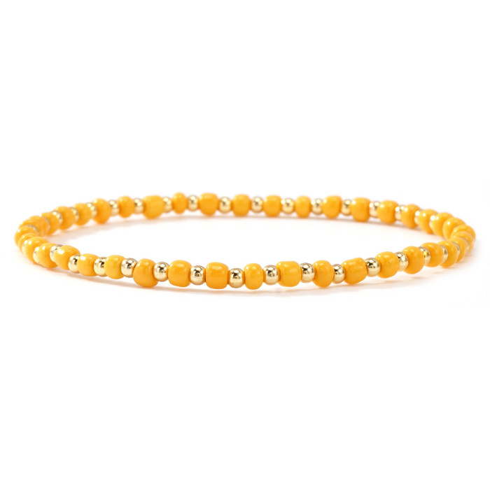 Trendy Fashion Light Luxury Colorful Rice Bead Bracelet Gold Beaded Layered Set Bracelet for Women with a Sense of So...