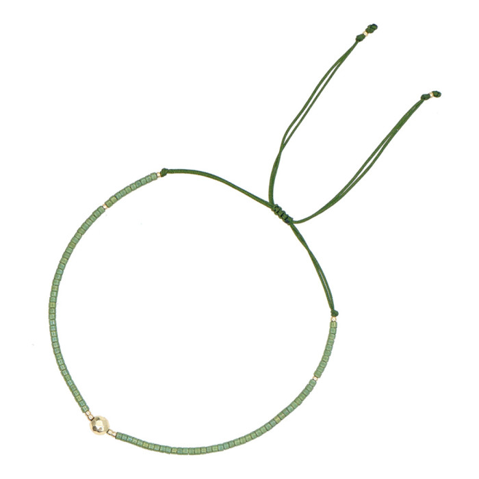 European and American Simple Fashion Rice Bead Bracelet Handmade Woven Friendship Bracelet Gold Bead Semi-Precious Stone Women's Small Bracelet