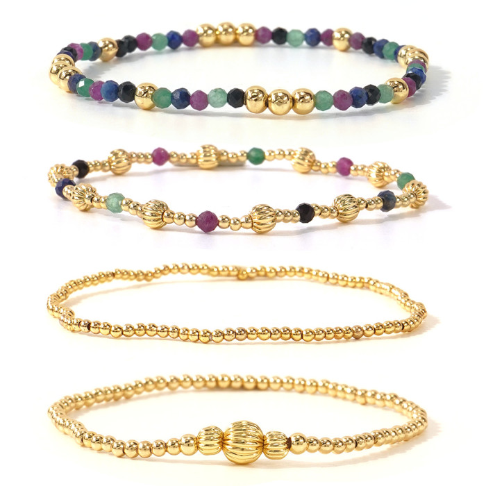 European and American Cross-Border New Jewelry Set Colorful Rice Beads String Jewelry Stone Bracelet Bohemian Style Color-Block Bracelet for Women
