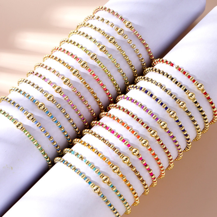Hot-Selling Bohemian Style Niche Minimalist Fashion Versatile Colorful Rice Beads Handmade Beaded Bracelet for Women