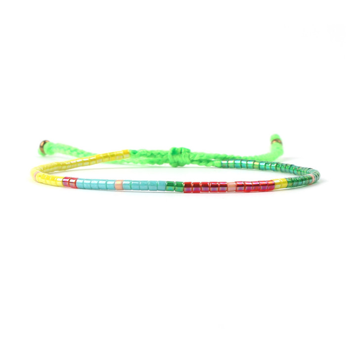 Niche Design Rainbow Rice Bead Woven Bracelet Internet Celebrity Fashion Beach Style Natural Shell Bracelet for Women