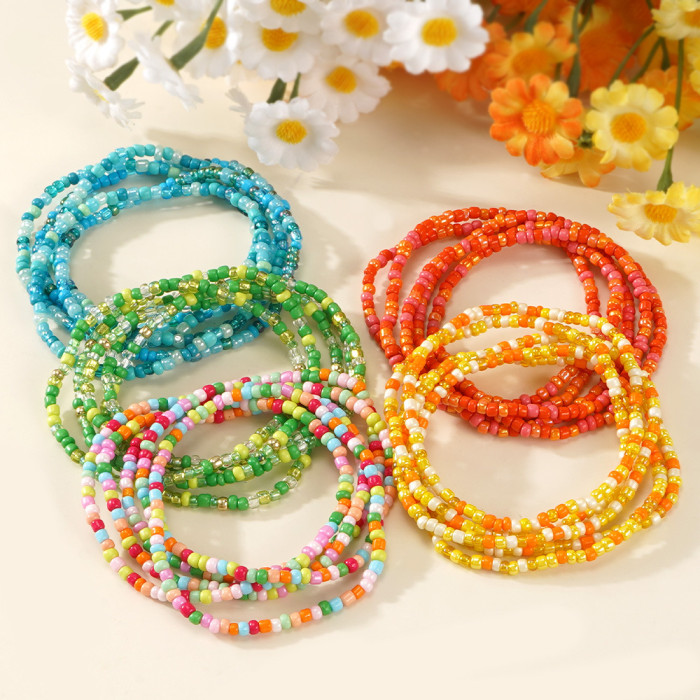 Bohemian Style Colorful Rice Bead Multi-layer Bracelet Handmade Stringed Colorful Round Beads Jewelry Wholesale