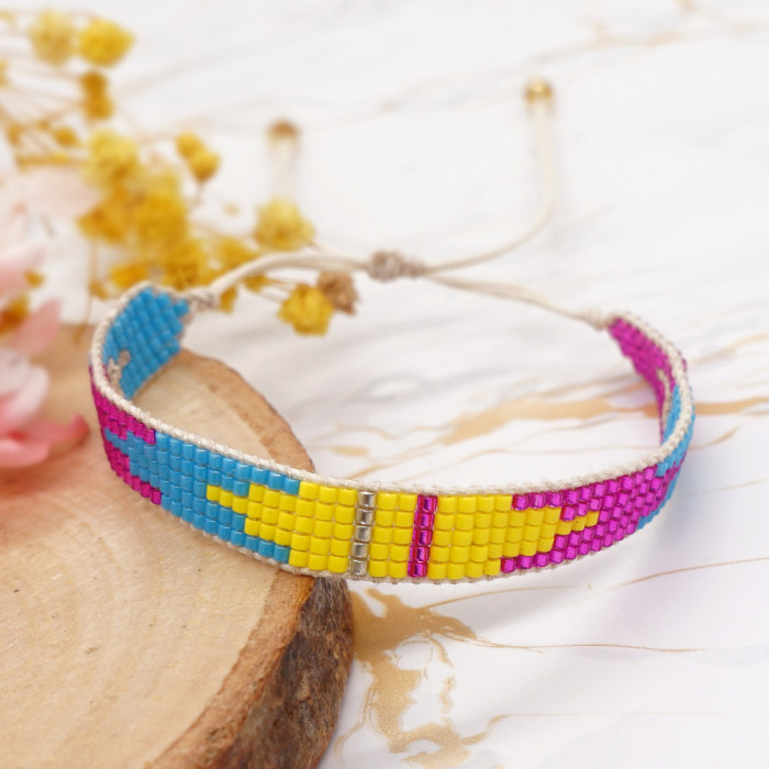 Rainbow Miyuki Beads Colorful Antique Beads Geometric Indian Pattern Ethnic Style Geometric Bracelet