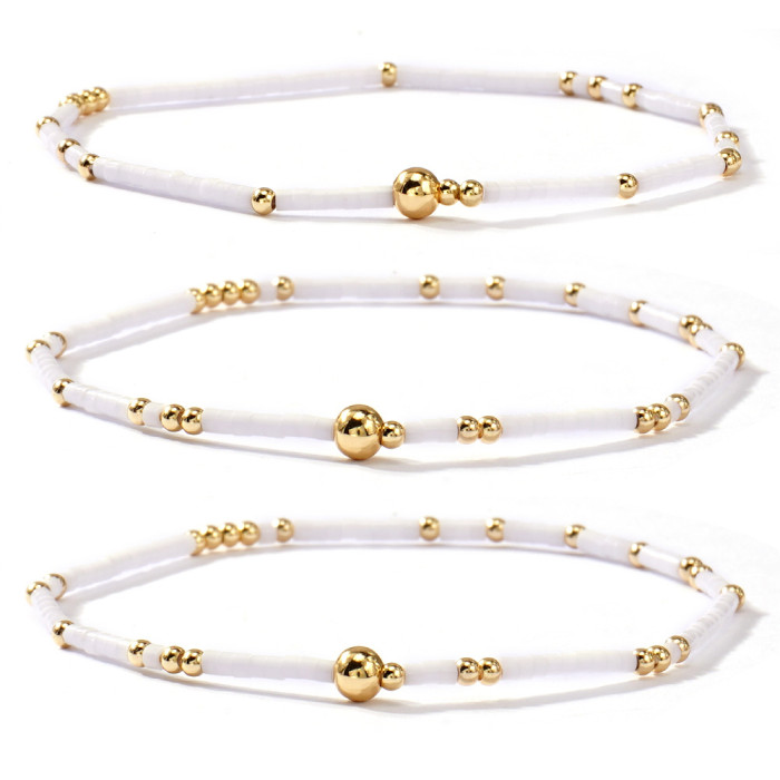 Bohemian Style Colorful Xiaomi Bead Bracelet Fashion Versatile Handmade Copper Bead Bracelet Women's Jewelry