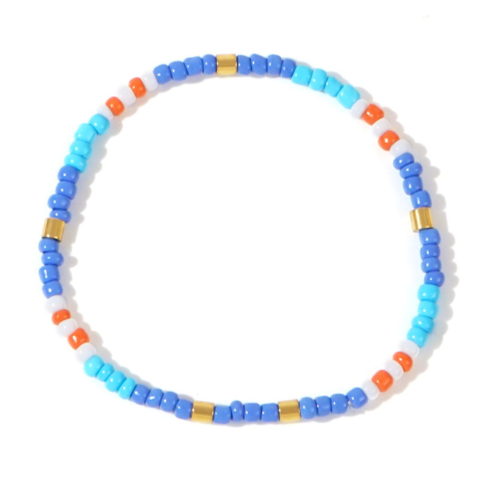 Exclusive Bohemian Style Cylindrical Iron Gallstone Rice Bead Handmade Beaded Fashion Personality Women's Bracelet