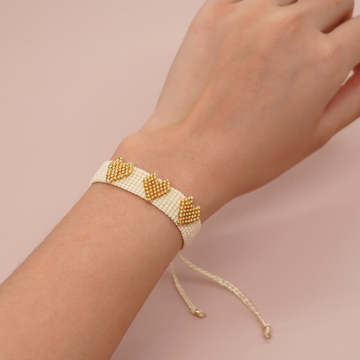 2025 Hot-Selling Fashion Simple Miyuki Bead Hand-Woven Heart Bracelet Rainbow Bracelet