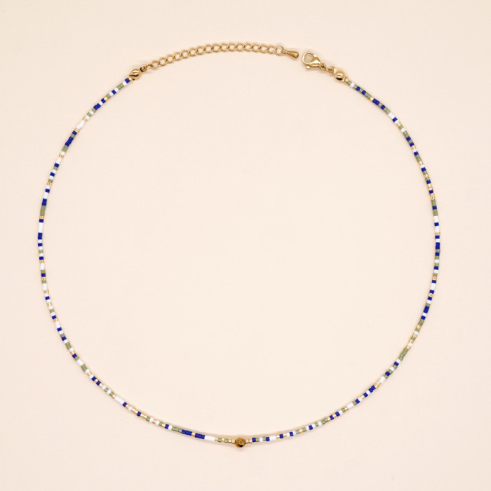Bohemian Style Collarbone Chain Rice Bead Woven Natural Stone Paired with Exquisite Accessories Light Luxury Fashion Women's Necklace
