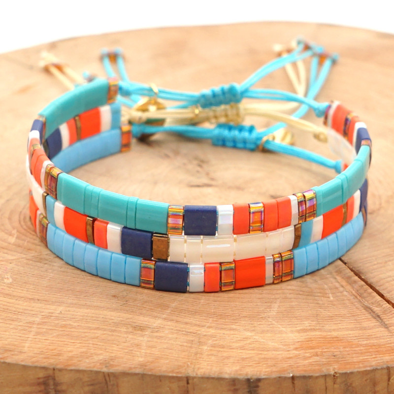 Bohemian Rice Bead Iron Gallstone Tila Bracelet Versatile Personality Fashion Texture Handmade Beaded Ins Style