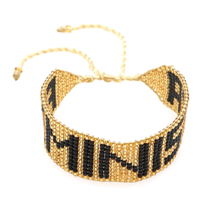 2025 New Hot Selling Fashion Simple Bohemian Miyuki Bead Woven Letter Bracelet