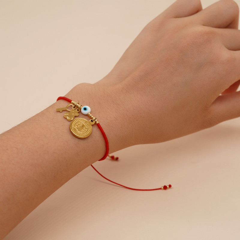 Cross-Border Bohemian Style Adjustable Beaded Bracelet Demon Eye + Key Bear Vintage Exquisite Fullness