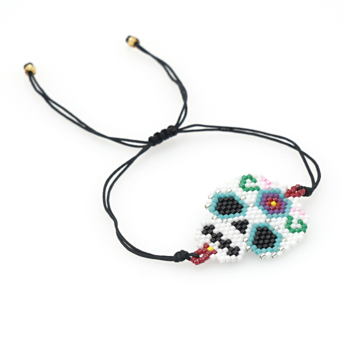 Cross-border European and American Bohemian Ethnic Style Miyuki Bracelet Handmade Woven Skull Creative Halloween Bracelet