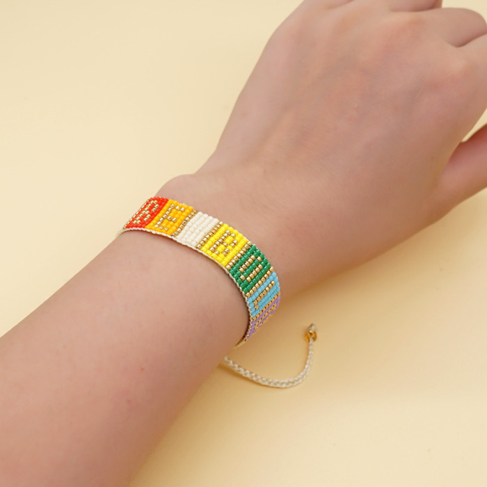 Multiple Cross-Border INS Style Miyuki Bracelets Colorful Heart Fashion Bohemian Adjustable Bracelets for Women