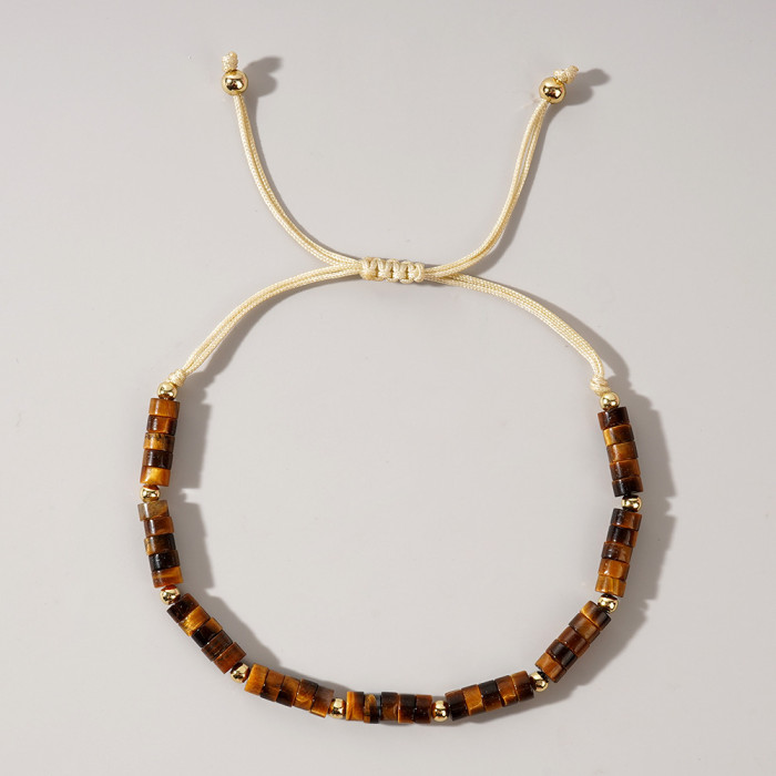 European and American Cross-Border Hot Sale 2025 Summer Iron Gall Stone Spacer Semi-Precious Stone Bracelet for Men and Women Green Dot Woven Cuff Beaded