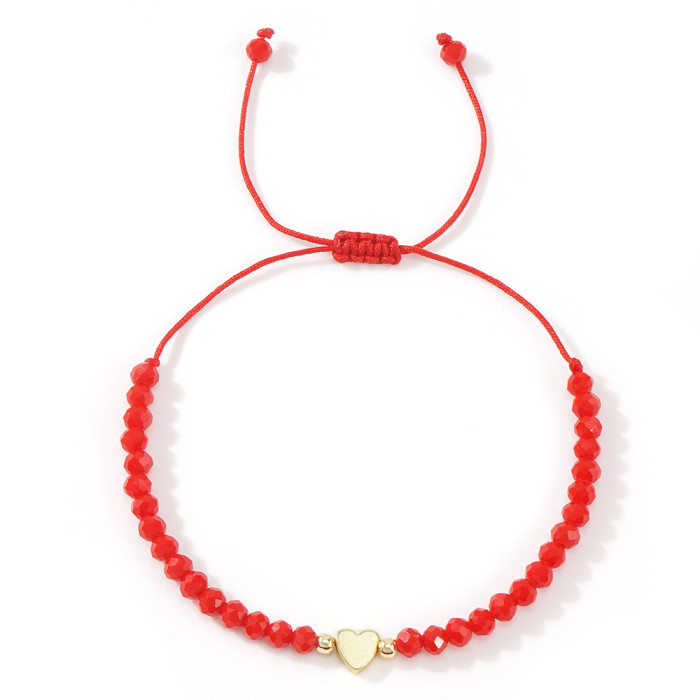 Bohemian Style Handmade Woven Heart Red Rope Bracelet Simple Fashion Fresh Adjustable Bracelet for Women